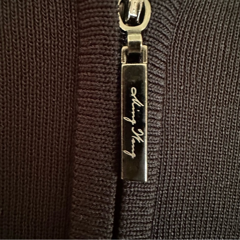 Ming Wang Women M Black Jacket Studded Long Sleeve Stretch Zip Slinky Luxury - Picture 3 of 5